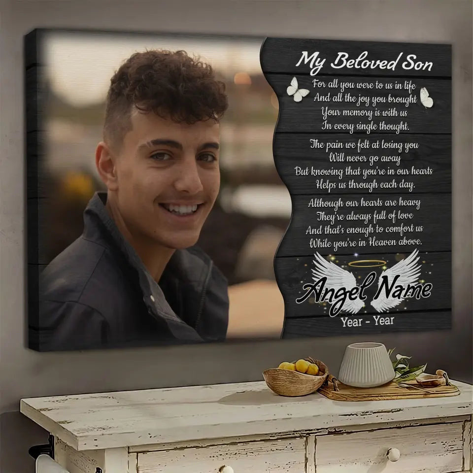 Personalized Canvas Prints, Custom Photo, Memorial Gifts, Sympathy Gifts, My Beloved Son, Memorial Loss Of Son Canvas