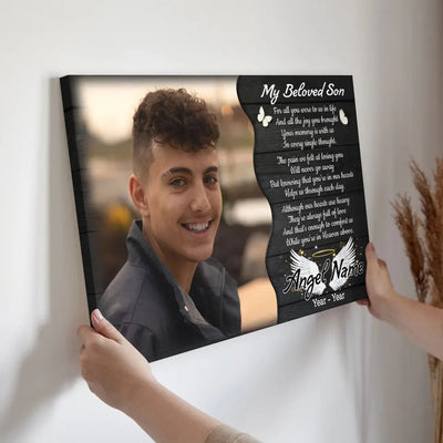 Personalized Canvas Prints, Custom Photo, Memorial Gifts, Sympathy Gifts, My Beloved Son, Memorial Loss Of Son Canvas