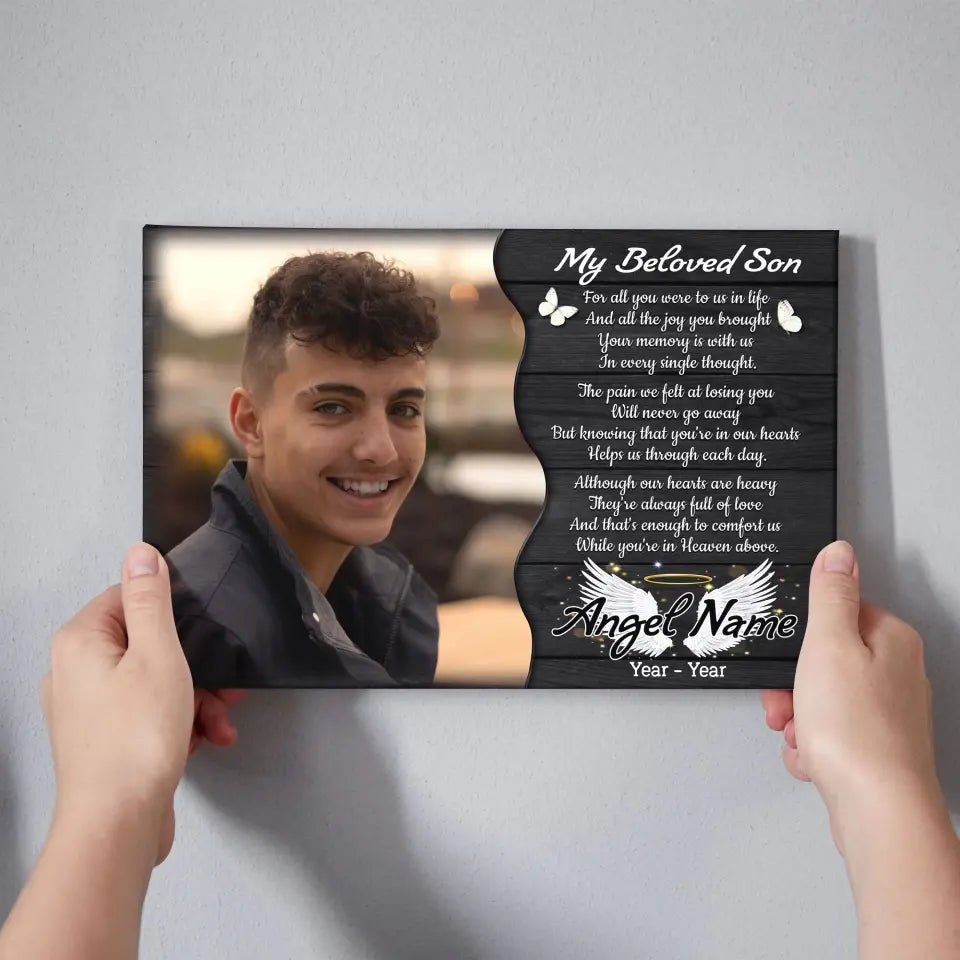 Personalized Canvas Prints, Custom Photo, Memorial Gifts, Sympathy Gifts, My Beloved Son, Memorial Loss Of Son Canvas