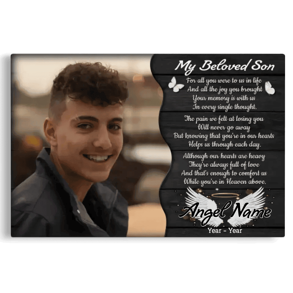 Personalized Canvas Prints, Custom Photo, Memorial Gifts, Sympathy Gifts, My Beloved Son, Memorial Loss Of Son Canvas