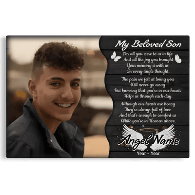 Personalized Canvas Prints, Custom Photo, Memorial Gifts, Sympathy Gifts, My Beloved Son, Memorial Loss Of Son Canvas
