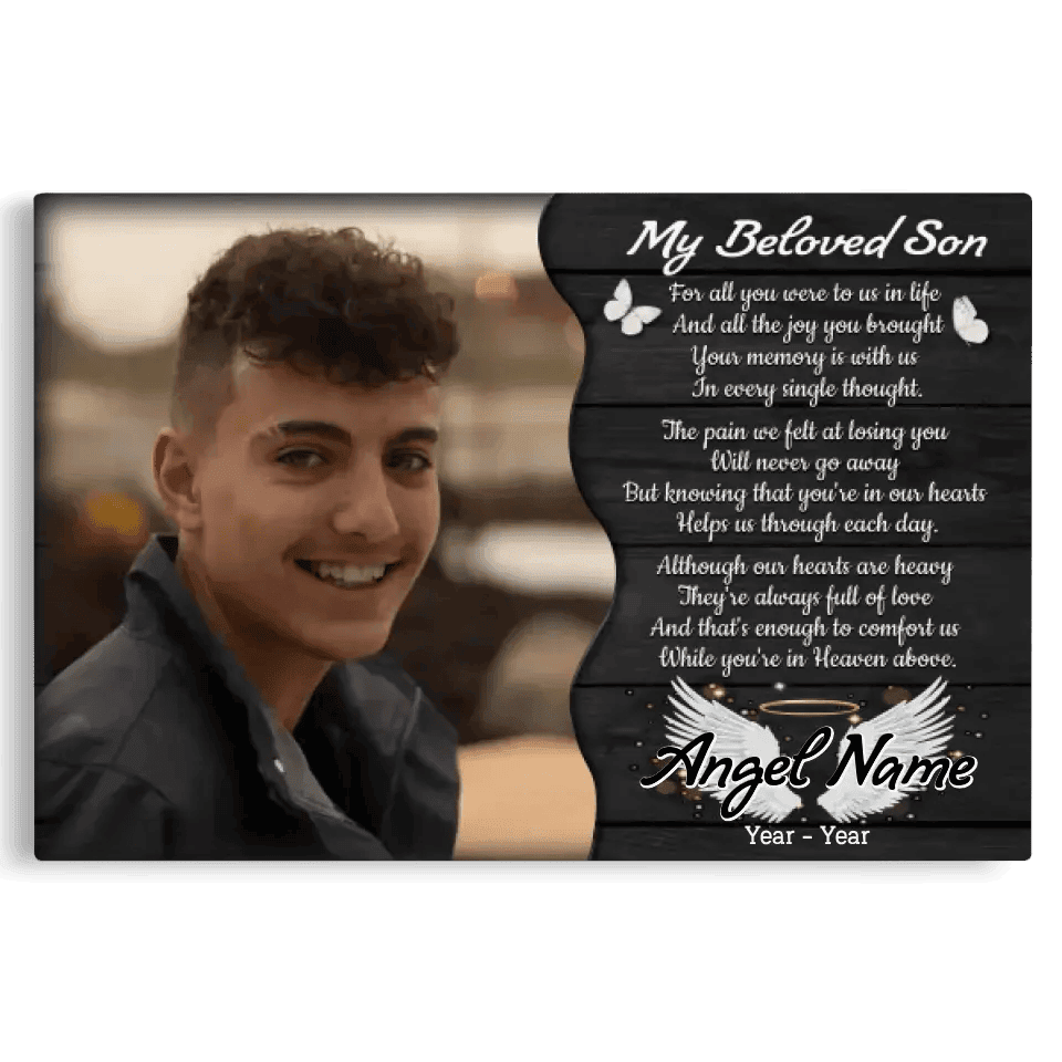 Personalized Canvas Prints, Custom Photo, Memorial Gifts, Sympathy Gifts, My Beloved Son, Memorial Loss Of Son Canvas