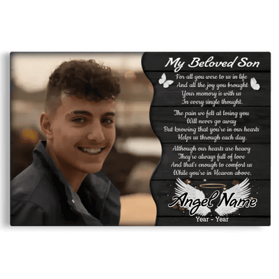 Personalized Canvas Prints, Custom Photo, Memorial Gifts, Sympathy Gifts, My Beloved Son, Memorial Loss Of Son Canvas