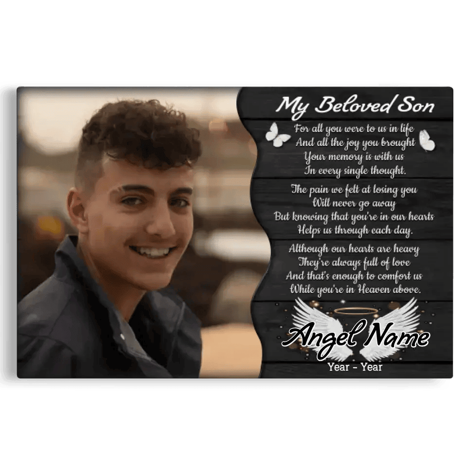 Personalized Canvas Prints, Custom Photo, Memorial Gifts, Sympathy Gifts, My Beloved Son, Memorial Loss Of Son Canvas
