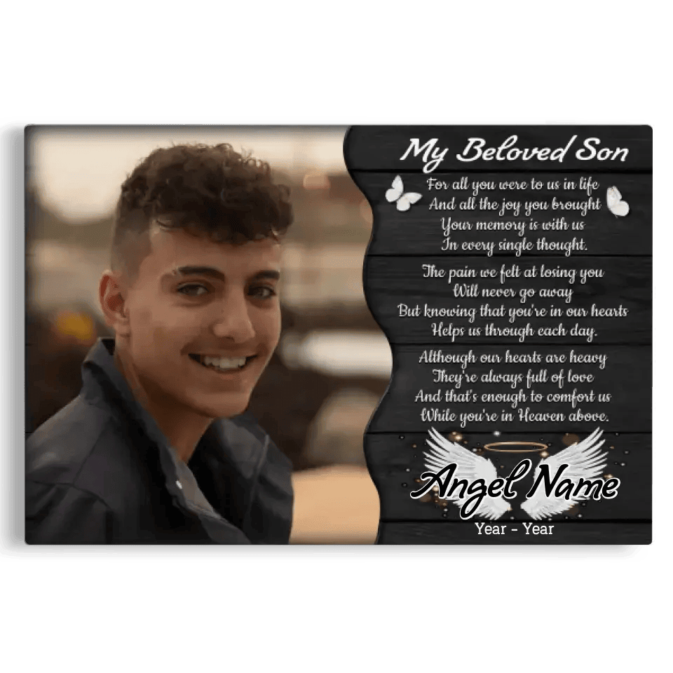 Personalized Canvas Prints, Custom Photo, Memorial Gifts, Sympathy Gifts, My Beloved Son, Memorial Loss Of Son Canvas