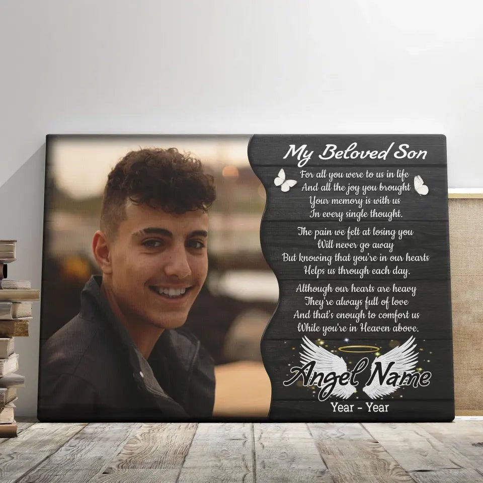 Personalized Canvas Prints, Custom Photo, Memorial Gifts, Sympathy Gifts, My Beloved Son, Memorial Loss Of Son Canvas