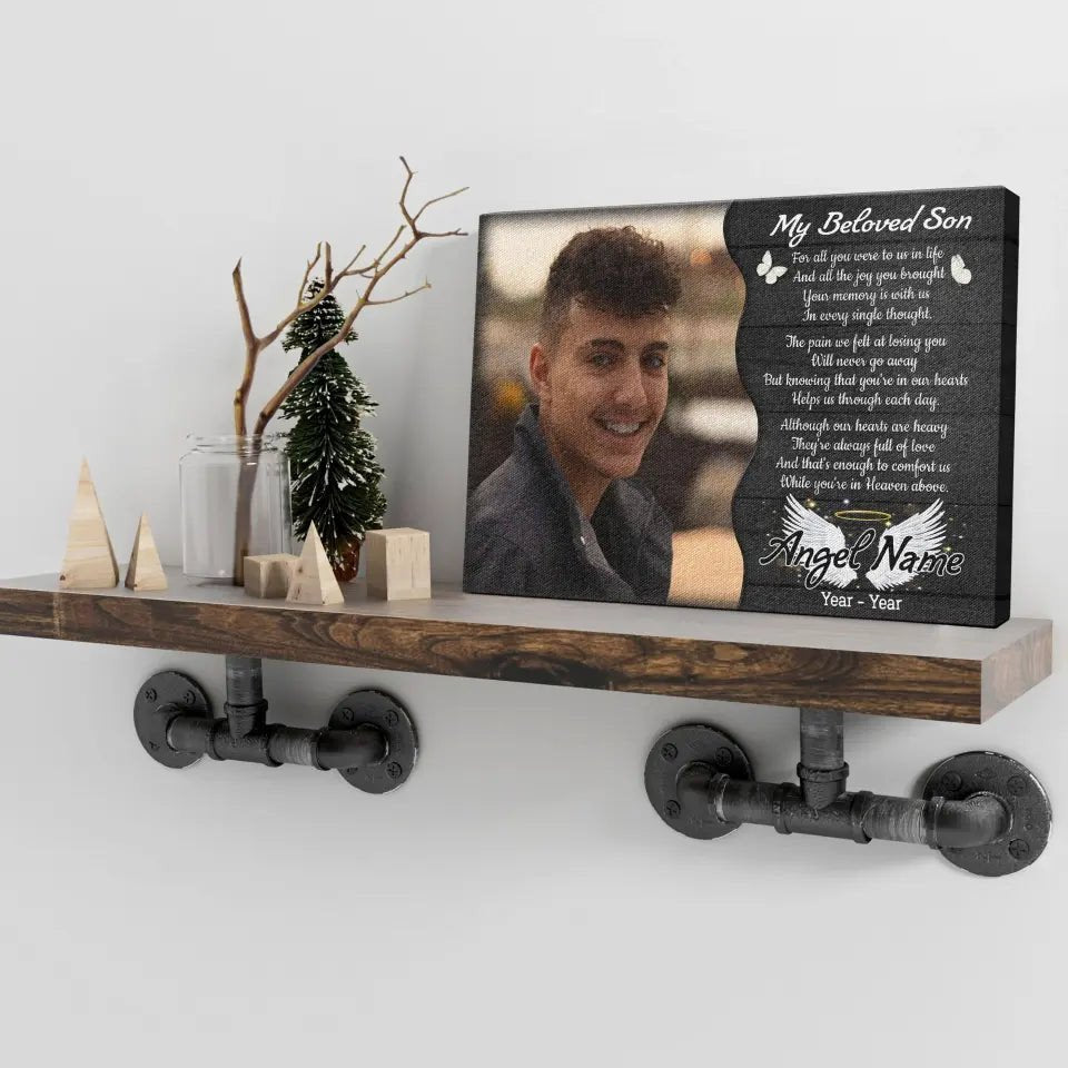 Personalized Canvas Prints, Custom Photo, Memorial Gifts, Sympathy Gifts, My Beloved Son, Memorial Loss Of Son Canvas