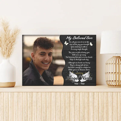 Personalized Canvas Prints, Custom Photo, Memorial Gifts, Sympathy Gifts, My Beloved Son, Memorial Loss Of Son Canvas