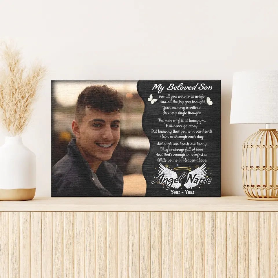 Personalized Canvas Prints, Custom Photo, Memorial Gifts, Sympathy Gifts, My Beloved Son, Memorial Loss Of Son Canvas