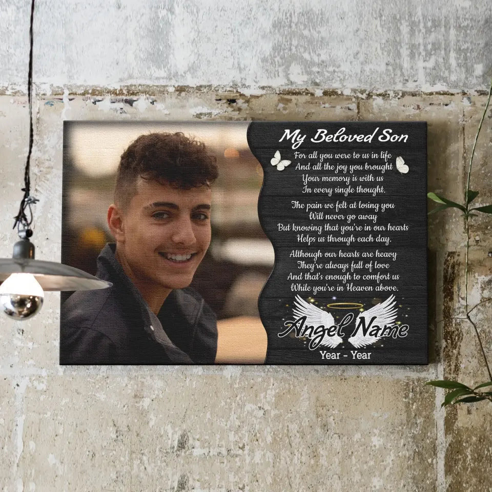 Personalized Canvas Prints, Custom Photo, Memorial Gifts, Sympathy Gifts, My Beloved Son, Memorial Loss Of Son Canvas