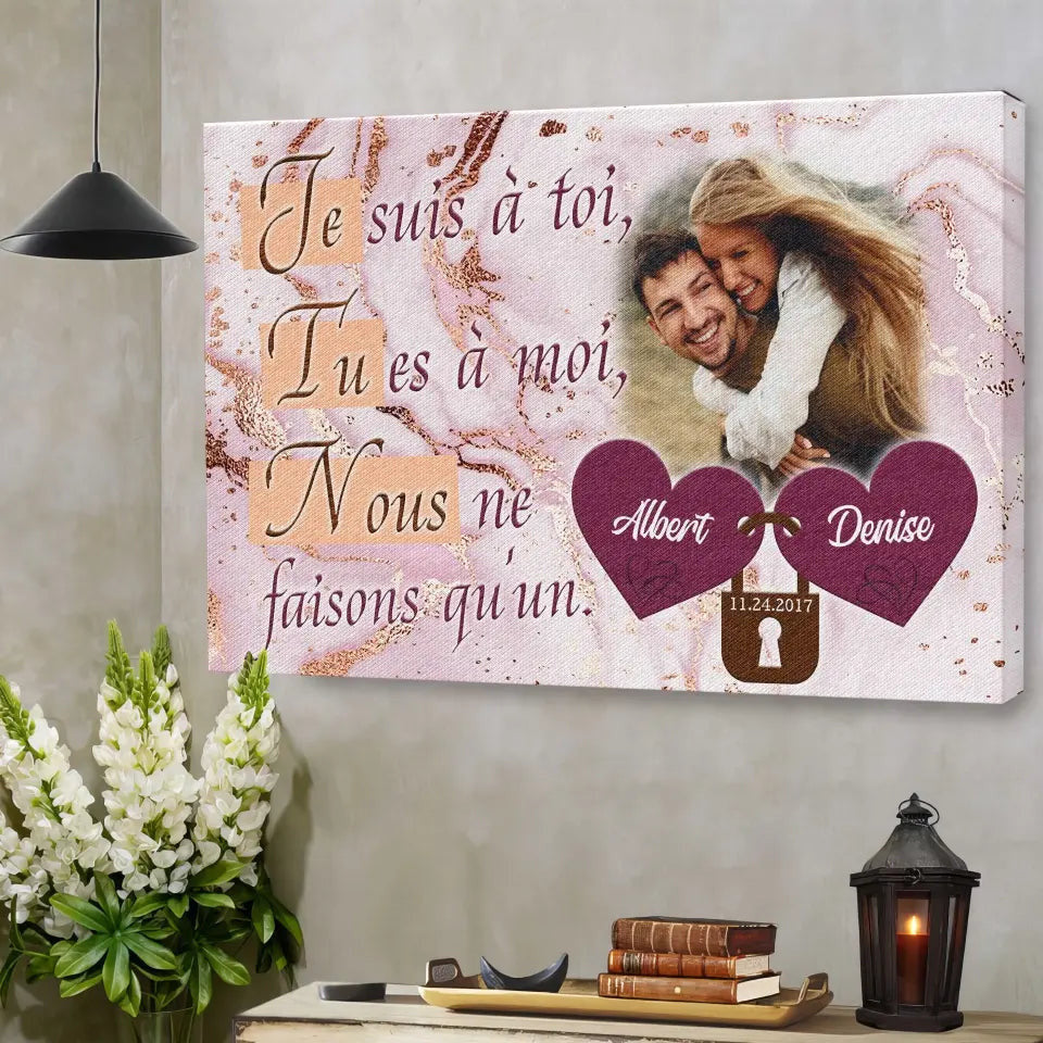 Personalized Canvas Prints, Custom Photos, Couple Gifts, Wedding Gifts, 'Nous Sommes Un' Canvas
