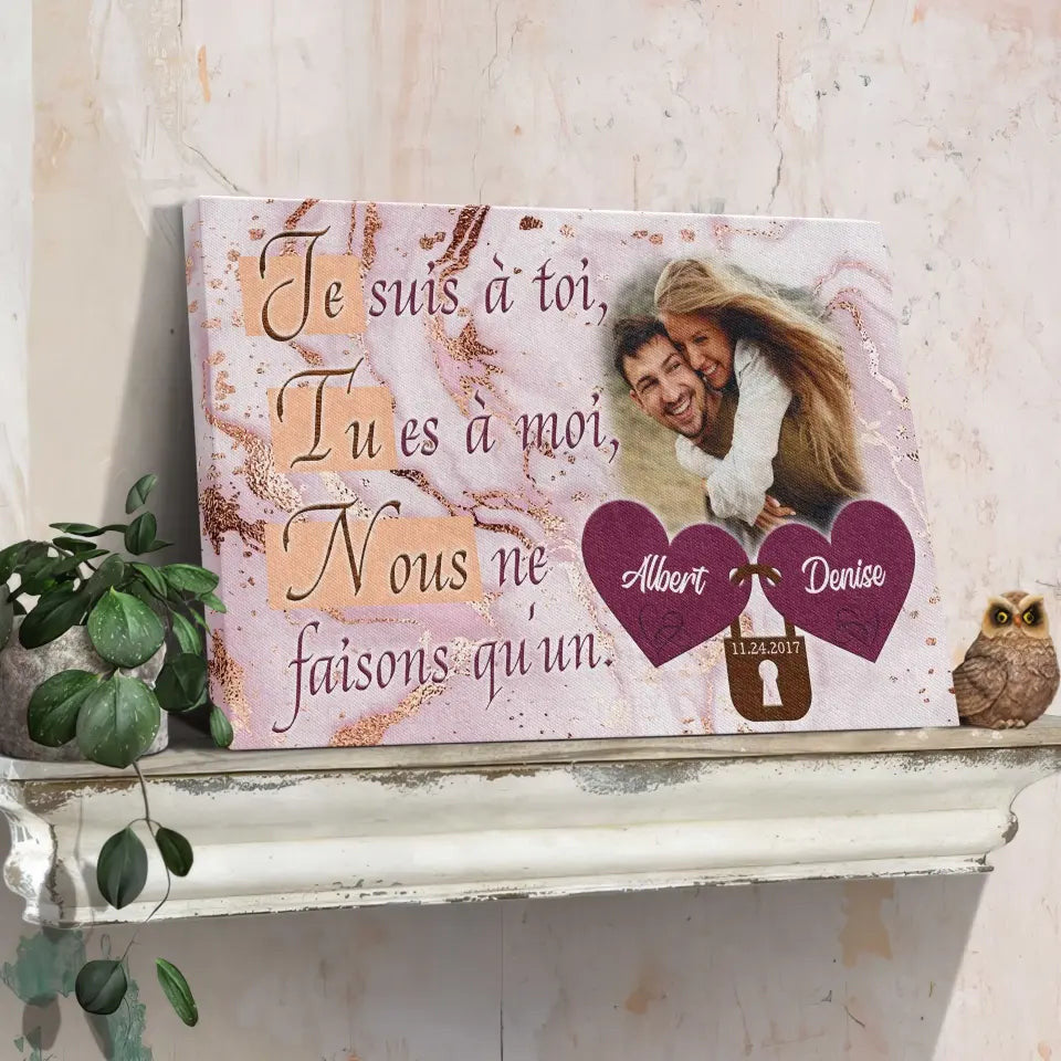 Personalized Canvas Prints, Custom Photos, Couple Gifts, Wedding Gifts, 'Nous Sommes Un' Canvas