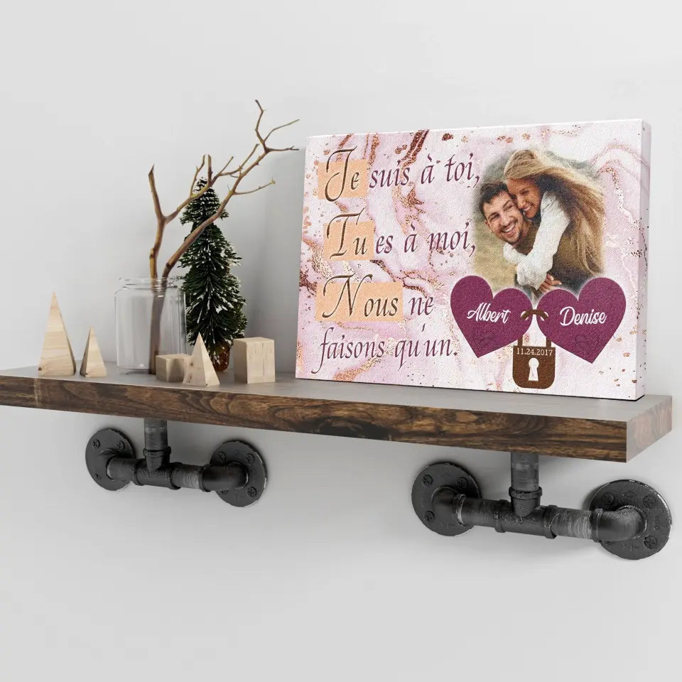 Personalized Canvas Prints, Custom Photos, Couple Gifts, Wedding Gifts, 'Nous Sommes Un' Canvas