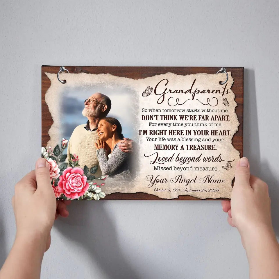 Personalized Canvas Prints, Upload Photo, Memorial Gifts For Loss Of Grandparents, Memorial Gift, Love Beyond Words Missed Beyond Measure Canvas