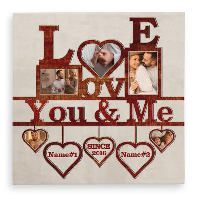 Personalized Couple Canvas, Custom Canvas For Wife Husband, Heart Shape Love Frame With Photo & Name Canvas