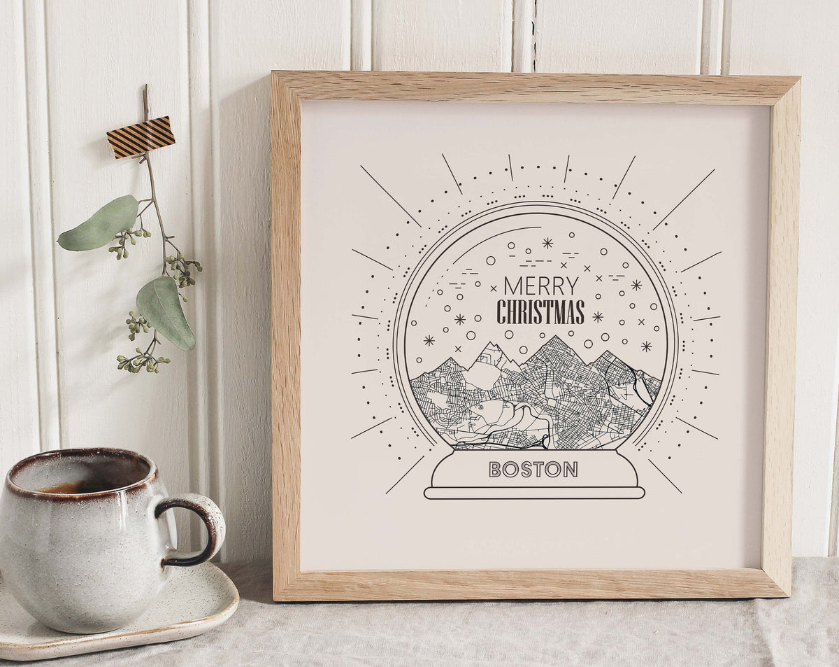 Custom Christmas Map Poster - Personalized Map Poster - Custom Christmas Gift - Custom City Road Map Poster - Snow Globe - MOUNTAIN