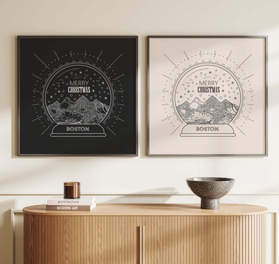 Custom Christmas Map Poster - Personalized Map Poster - Custom Christmas Gift - Custom City Road Map Poster - Snow Globe - MOUNTAIN