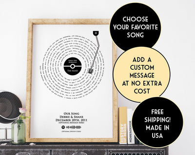 Custom Vinyl Lyrics Poster, Wedding Song Lyric Art, Unique Wedding Gift, Newlywed Present, House Warming Present