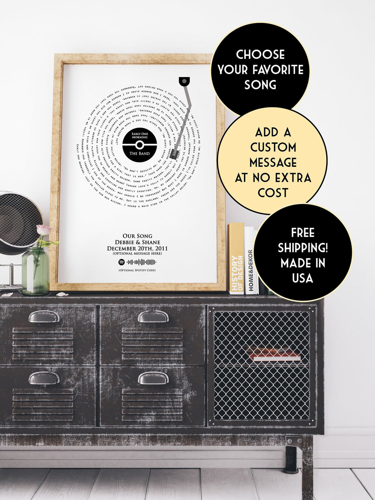 Custom Vinyl Lyrics Poster, Wedding Song Lyric Art, Unique Wedding Gift, Newlywed Present, House Warming Present