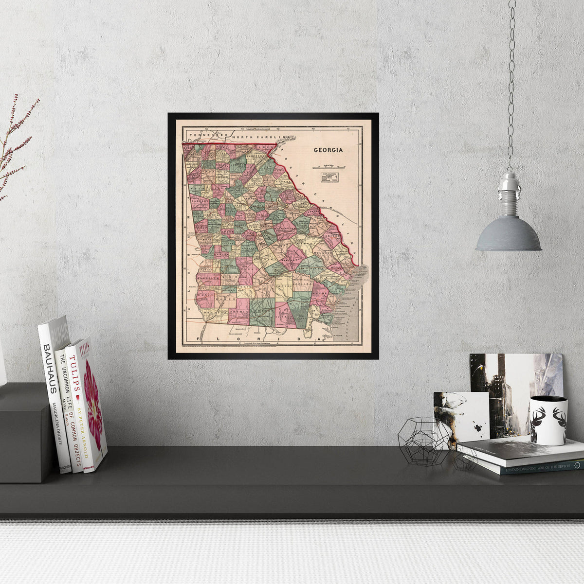 1842 Georgia Map Art Print State Map Of Georgia Travel Gift Idea Map Art Map Of Georgia Office Decor Atlanta Rustic Map Housewarming Gift