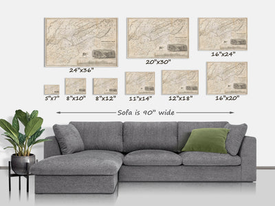 1833 Georgia Mining Print State Map Of Georgia Travel Gift Idea Map Art Map Of Georgia Office Decor Atlanta Rustic Map Engagement Gift Art