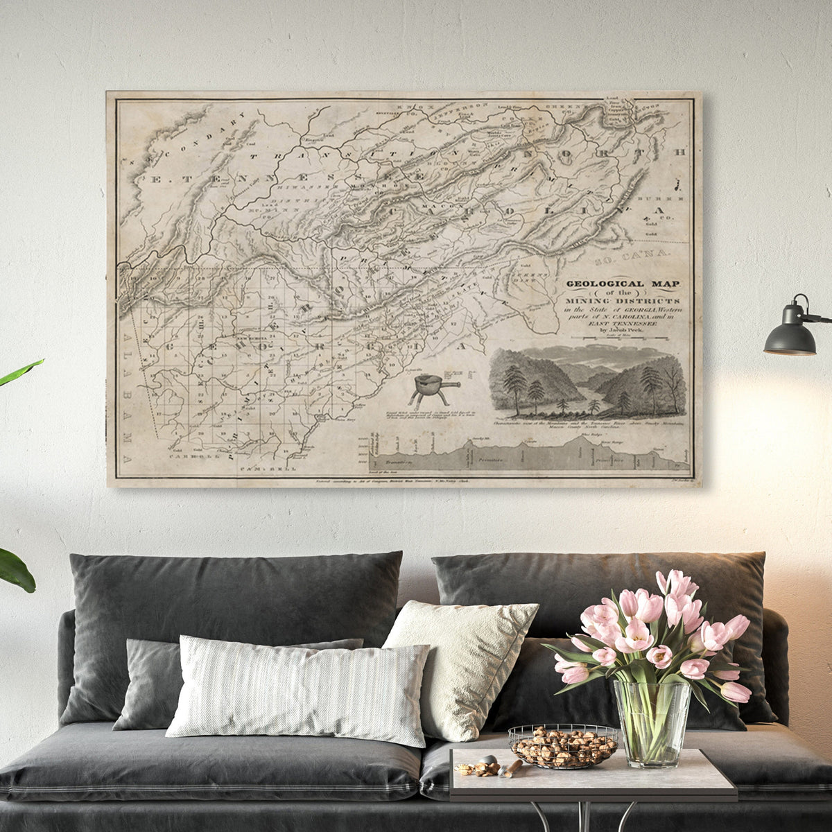 1833 Georgia Mining Print State Map Of Georgia Travel Gift Idea Map Art Map Of Georgia Office Decor Atlanta Rustic Map Engagement Gift Art