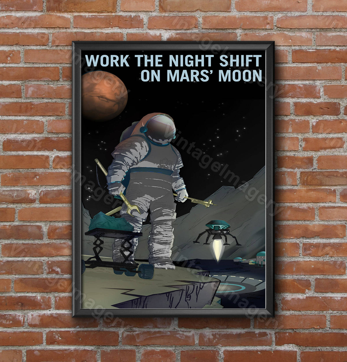 Work The Night Shift Nasa/Jpl Recruitment Poster Space Travel Space Art Great Gift Idea For Kids Room, Office, Man Cave, Wall Art Home Decor