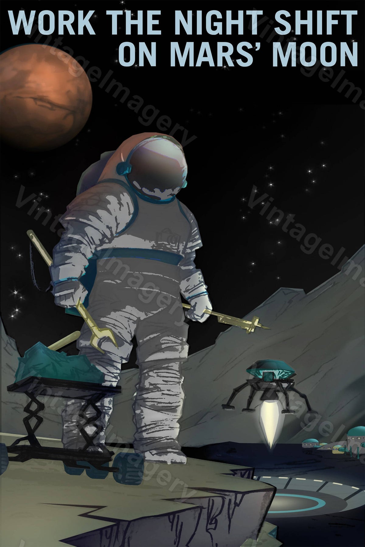 Work The Night Shift Nasa/Jpl Recruitment Poster Space Travel Space Art Great Gift Idea For Kids Room, Office, Man Cave, Wall Art Home Decor