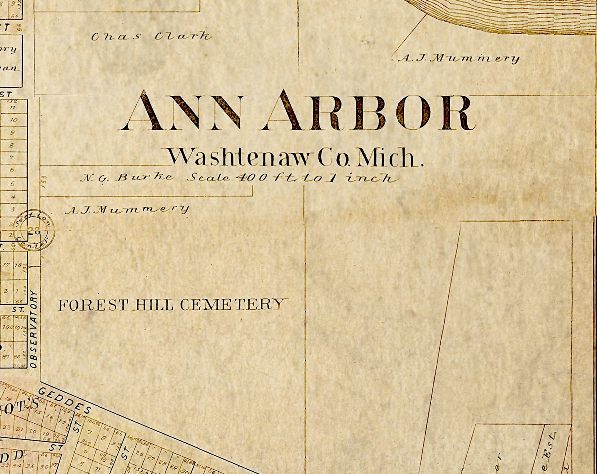 Ann Arbor Michigan Wall Map Print - Vintage 1895 Map Of Ann Arbor   College Graduation Gift Housewarming Gift Map Art
