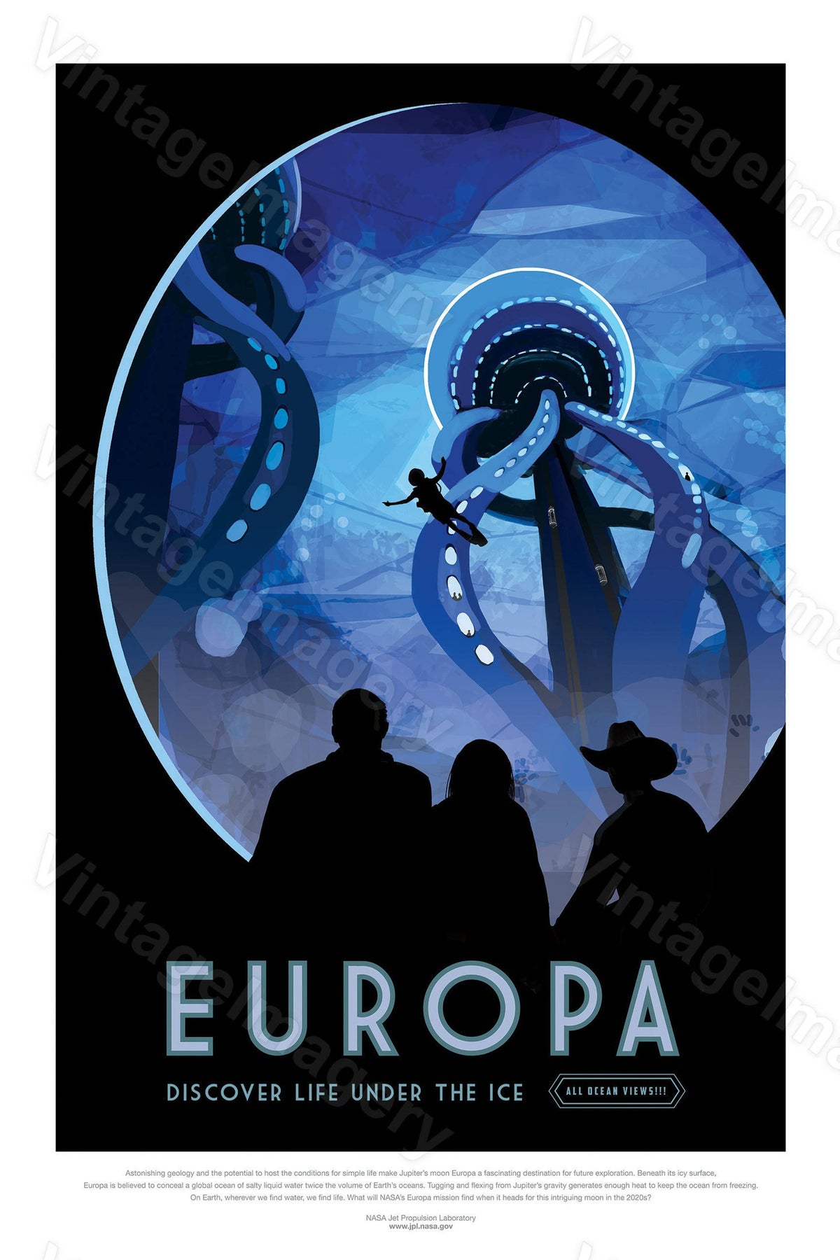 Europa Nasa Poster Exoplanet 2016 Nasa/Jpl Space Travel Poster Space Art Great Gift Idea Astronomy Kids Room Office Man Cave Wall Art Print