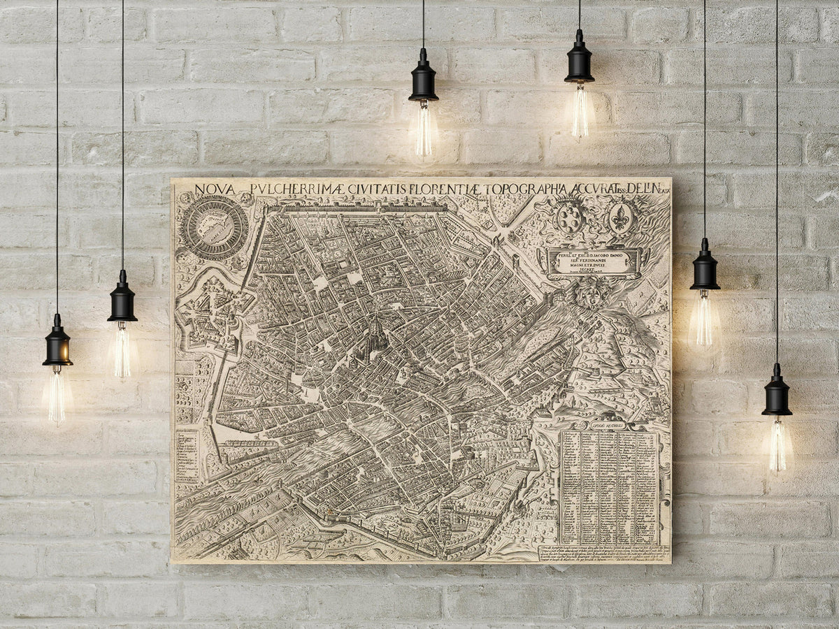 1594 Bonsignori’S Map Of Florence Historic City Of  Vintage Florence Map Wall Art Old Map Of Florence Firenze Wedding Gift Idea