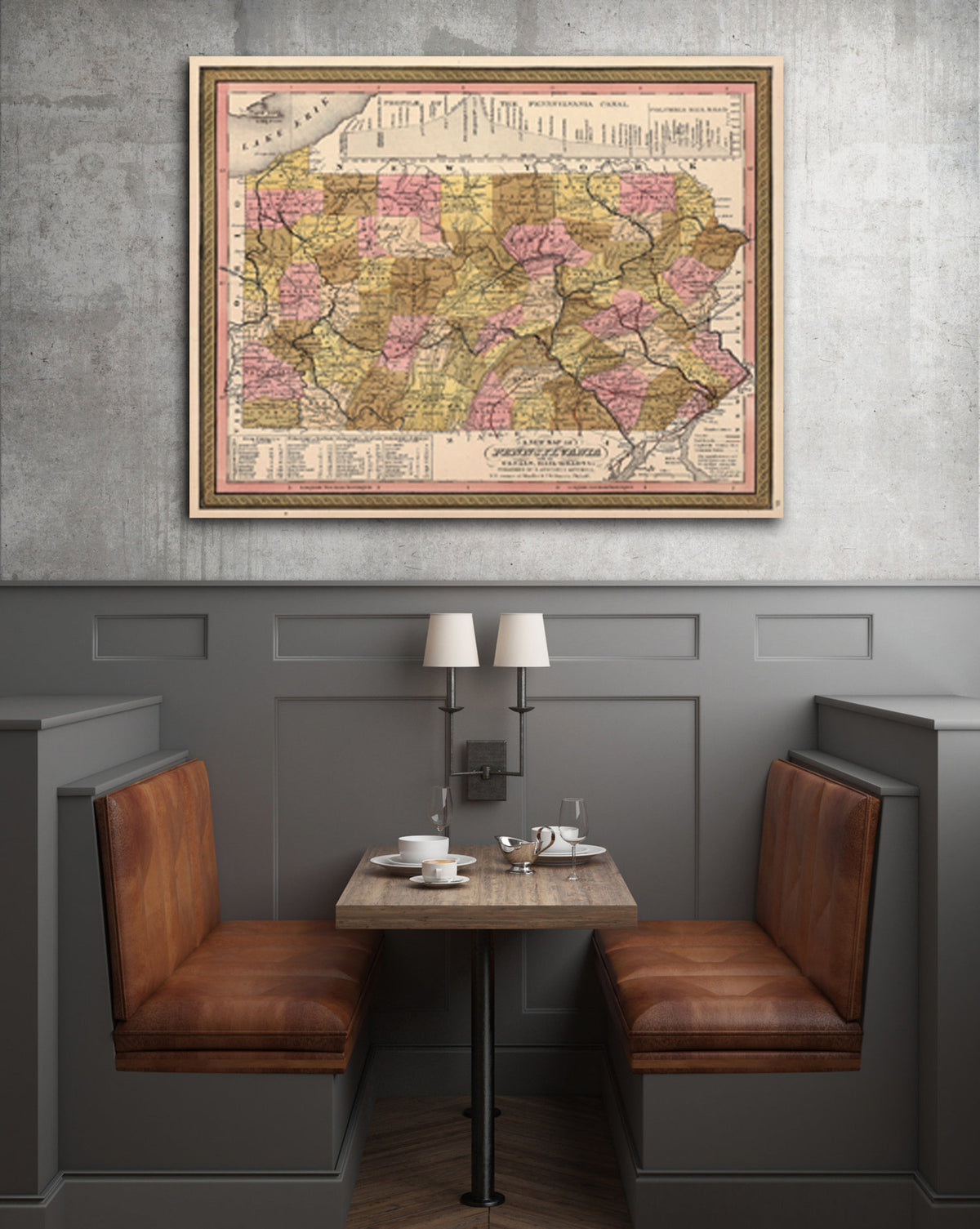1849 Map Of Pennsylvania Poster Vintage Pennsylvania Map Pennsylvania Housewarming Gift Pennsylvania Map Art Decorative Map