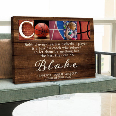 Personalized Basketball Coach Gifts, Coaches Thank You Gift, Basketball Wall Art Canvas for Coach