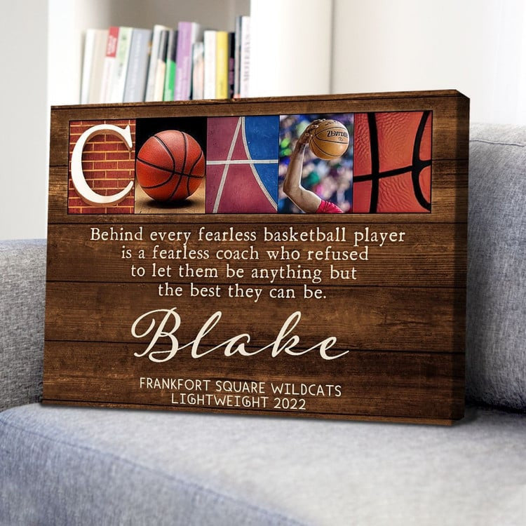 Personalized Basketball Coach Gifts, Coaches Thank You Gift, Basketball Wall Art Canvas for Coach
