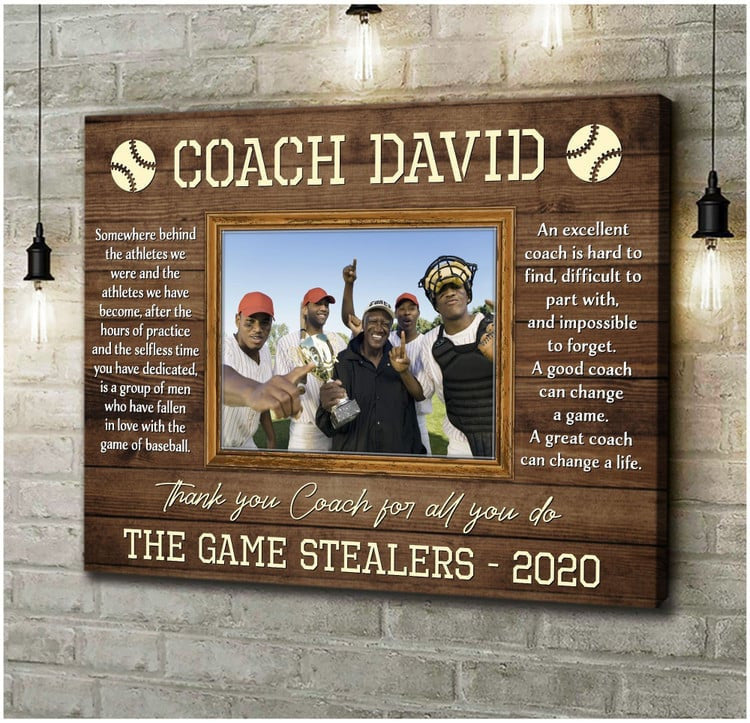 Custom Photo Baseball Team Canvas Wall Art, Gift for Baseball Coach, Thank You Gift for Your Coach Baseball Lovers Canvas