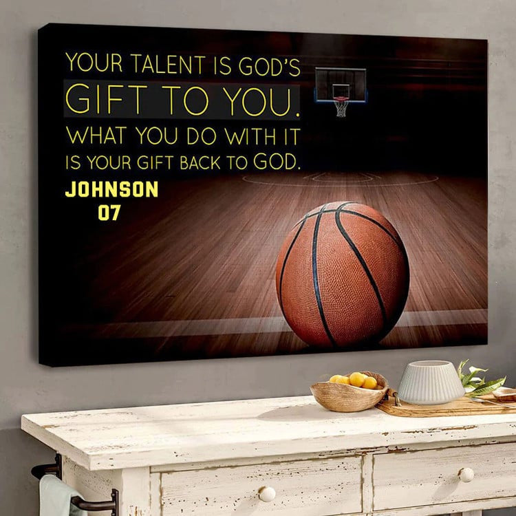 Basketball Canvas Motivation for Living Room, Your talent is god's gift to you Basketball Wall Art
