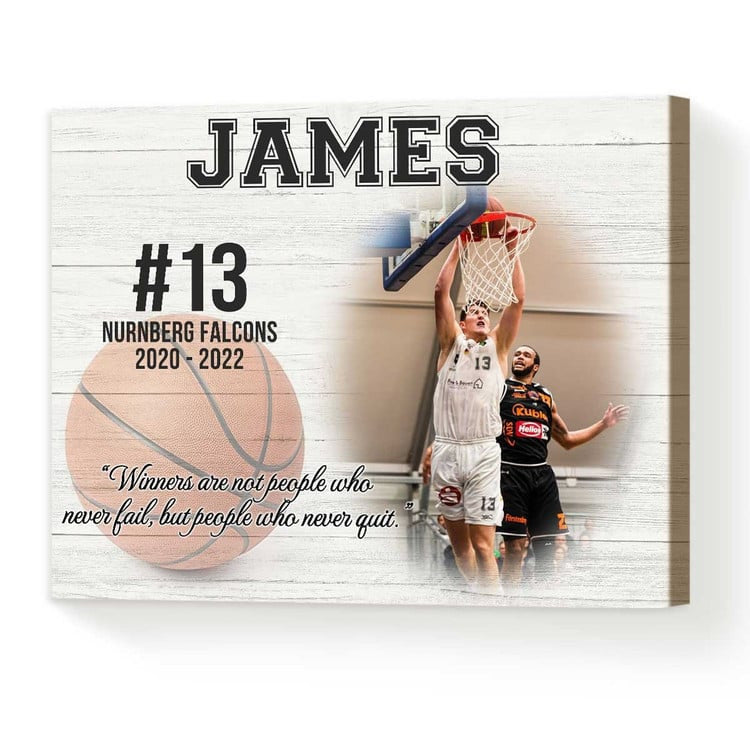 Custom Photo Basketball Players Canvas, Basketball Senior Gift, Basketball Player Appreciation Gift for Son
