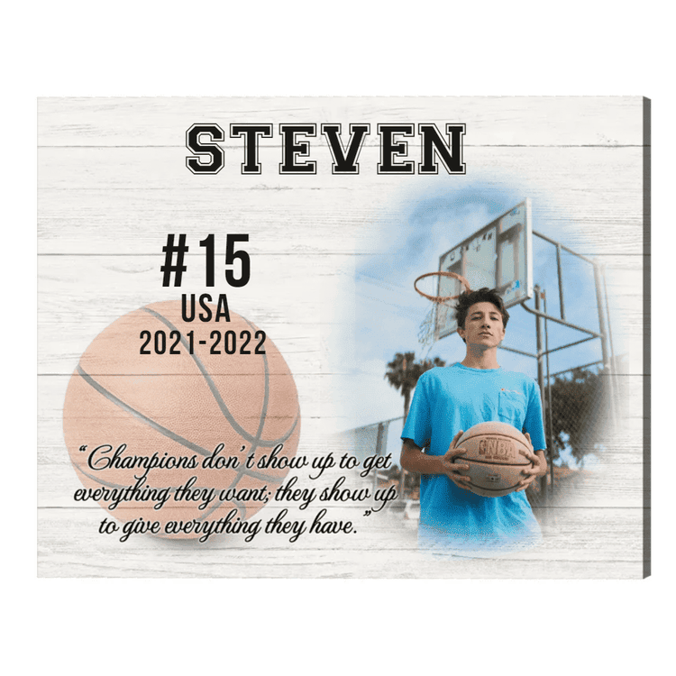 Custom Photo Basketball Players Canvas, Basketball Senior Gift, Basketball Player Appreciation Gift for Son