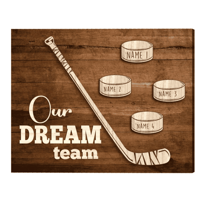 Personalized Ice Hockey Family Canvas, Custom Hockey Team Members Wall Art, Gift For Hockey Player Team