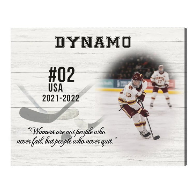 Custom Photo Hockey Players Canvas, Kids Hockey Art, Hockey Gift For Men
