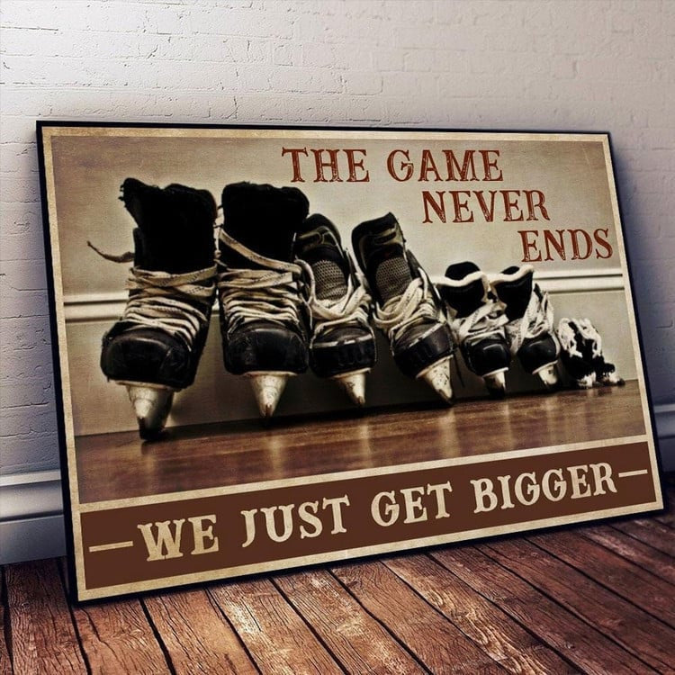 Hockey Canvas Prints, The Game Never Ends for Hockey Players Hockey Living Room Wall Art