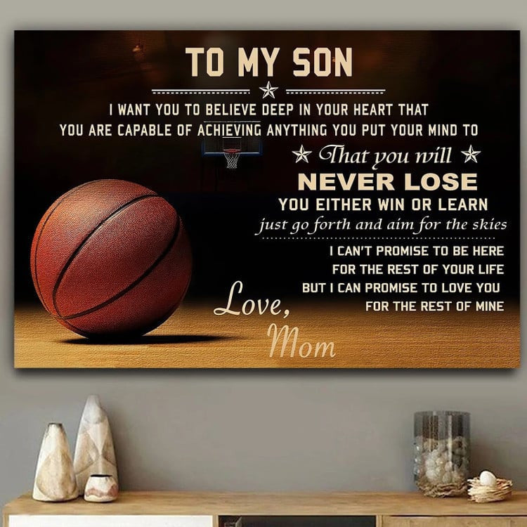 Basketball To my Son Wall Art, Gift For Son From Dad and Mom for Basketball Players Canvas Prints