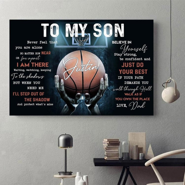 Basketball To my Son Canvas Wall Art, Gift For Son From Dad and Mom for Basketball Players Canvas Prints