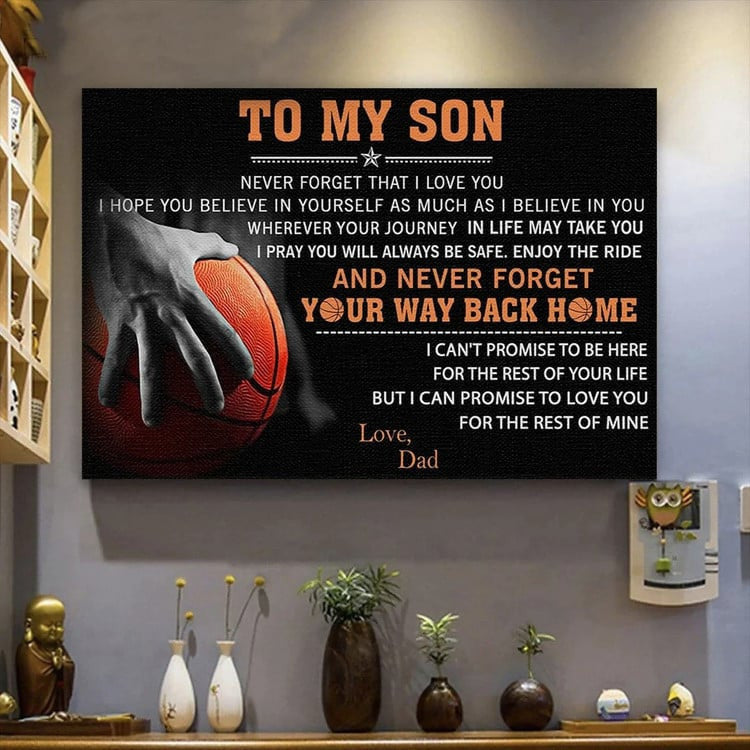 Basketball To my Son Canvas Wall Art, Gift For Son From Dad and Mom for Basketball Players Canvas Prints Home Decor