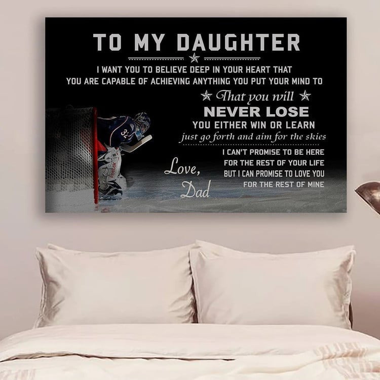 Hockey Canvas To My Daughter Never Lose Wall Decor Visual Art Home Decor, Gift For Daughter