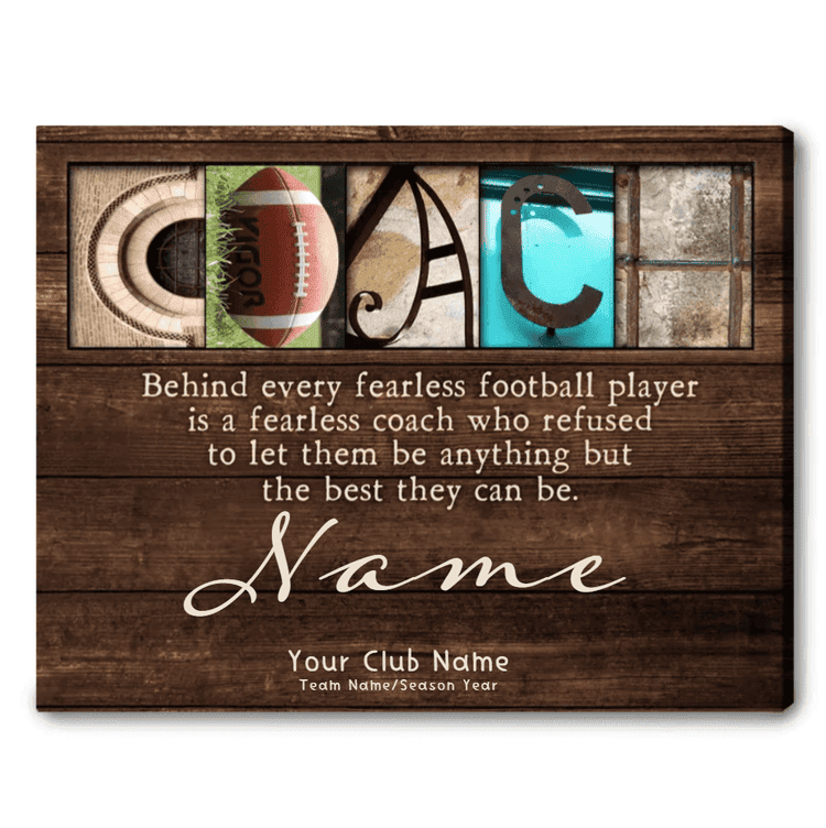 American Football Coach Gift, Thank You Coach Gift From Football Team, End Of Season Football Canvas Print