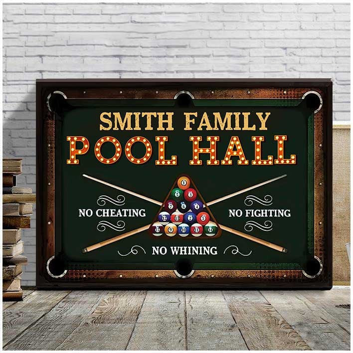 Personalized Billiards Game Room Wall Art for Billiard Room, Gift for Son, Man Billiard Canvas Home Decor