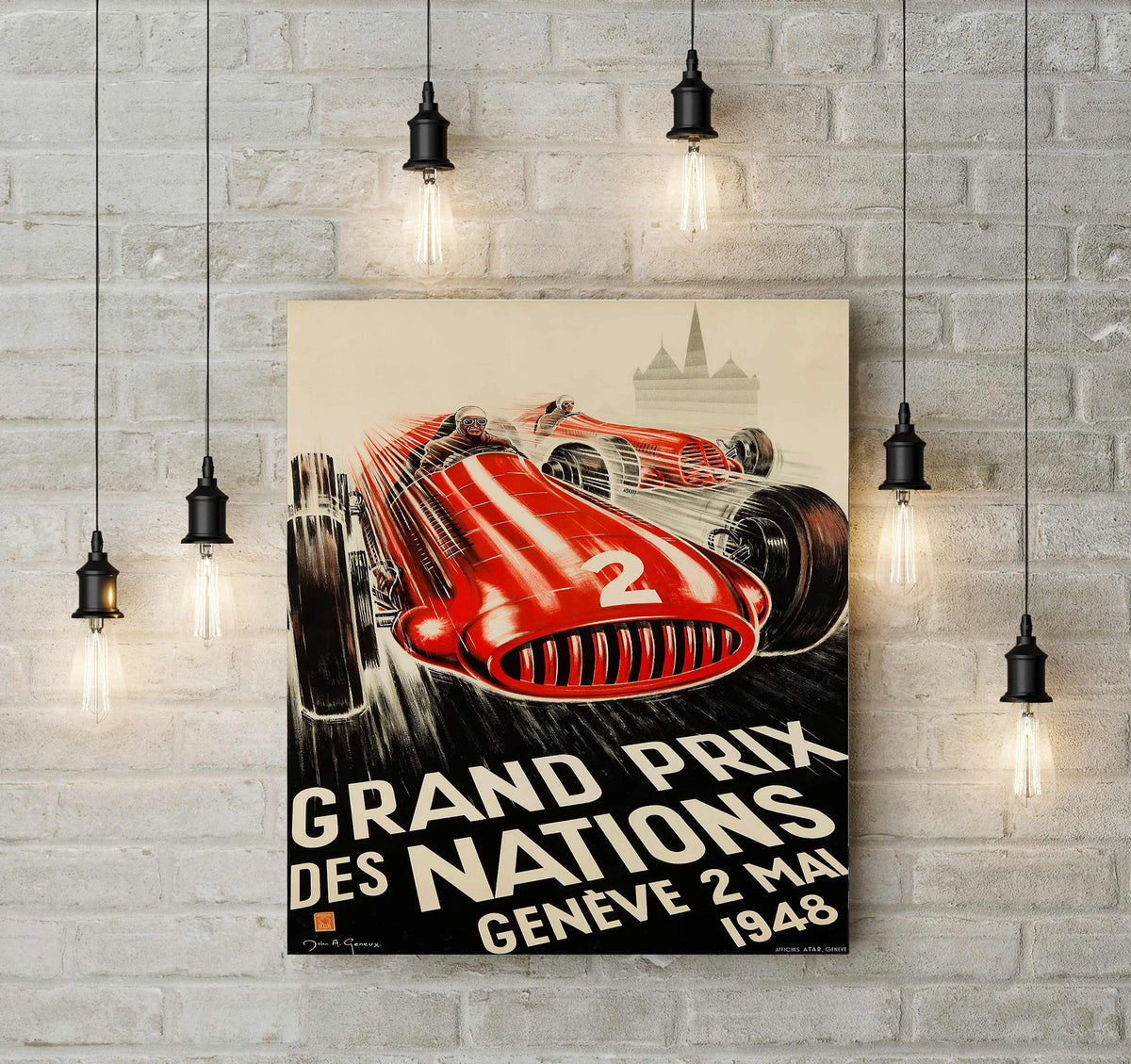 1948 Vintage Monaco Grand Prix Poster, Race Fan Gift Bold Fine Art Print, Formula 1 Racing Poster Print, Garage Car Mechanic Wall Decor Idea