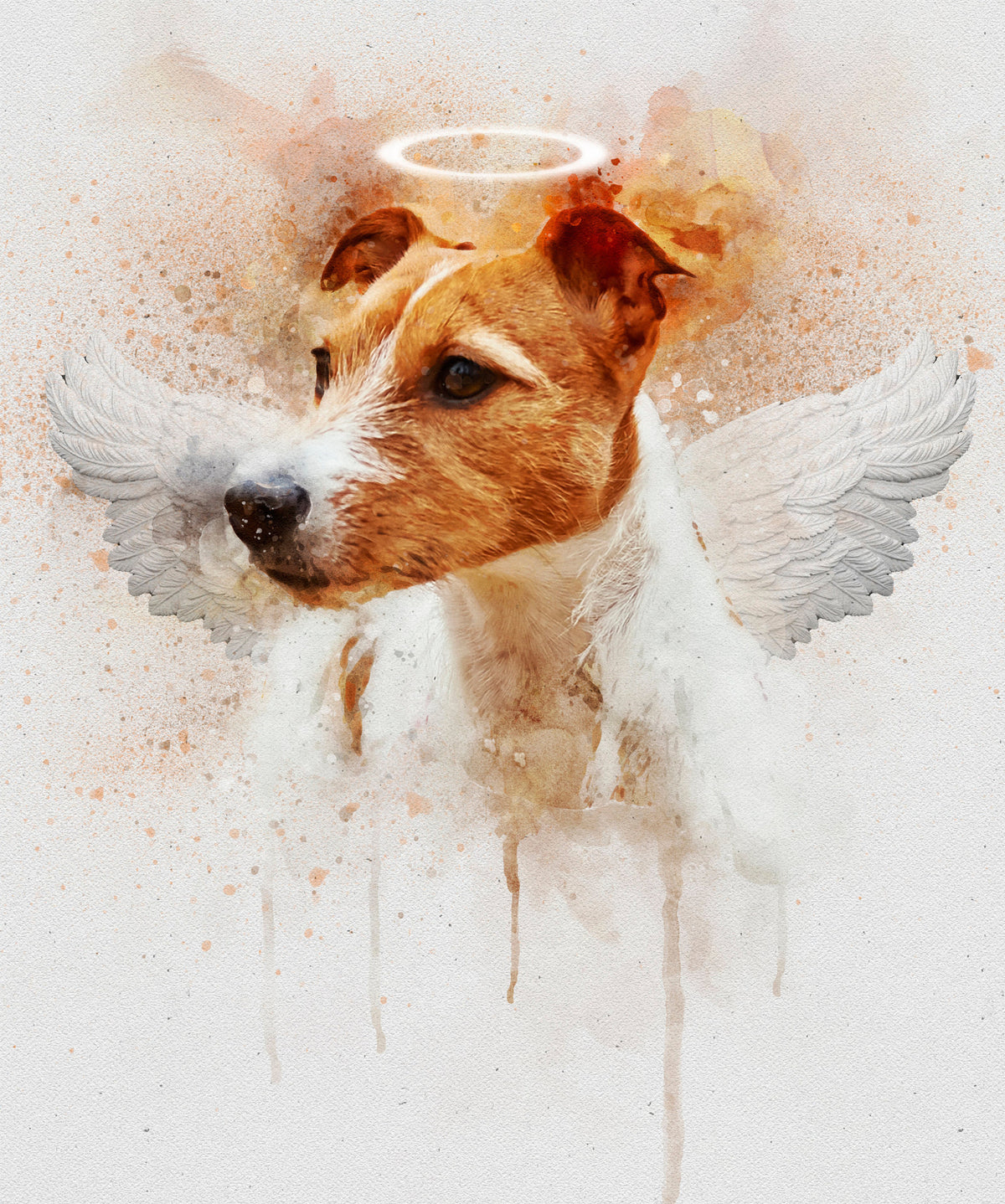 Personalized Memorial Pet Portrait, Digital File Angel Wings And Halo Pet Loss Dog Cat Painting Printable Custom Unique Thoughtful Gift_Art