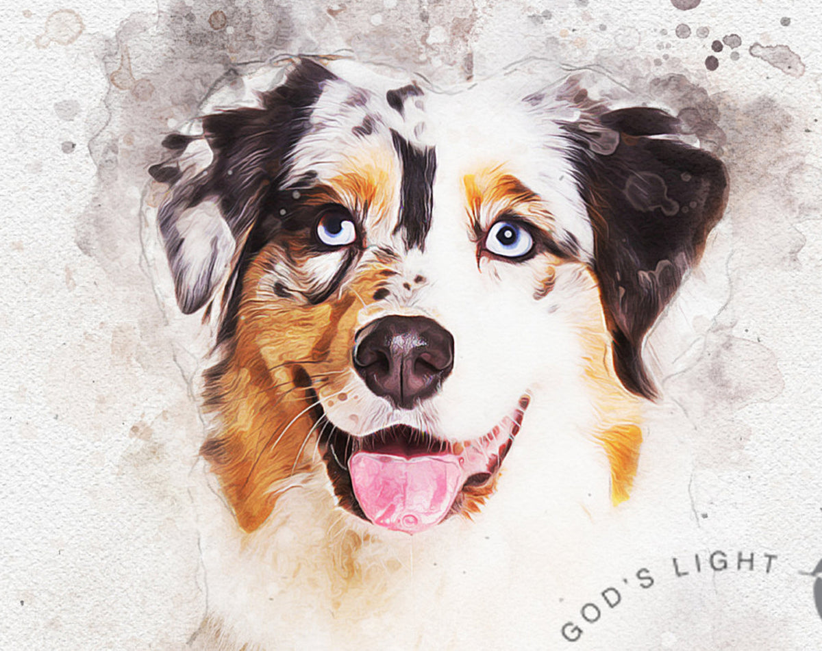 Personalized Memorial Pet Portrait, Digital File Angel Wings And Halo Pet Loss Dog Cat Painting Printable Custom Unique Thoughtful Gift_Art